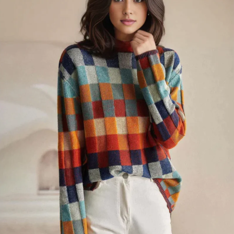 Zoë - Patchwork Turtleneck Sweater